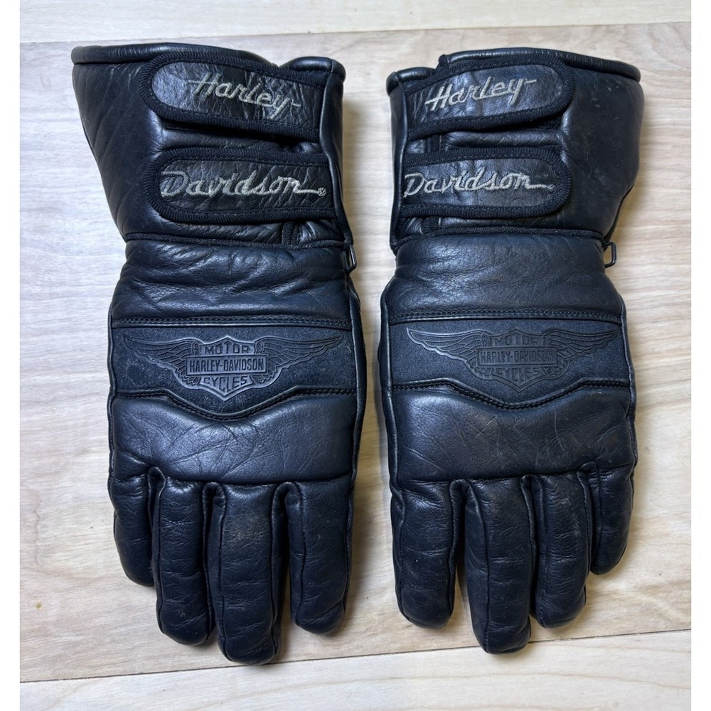 Harley Davidson Leather Motorcycle Gloves‎ Black Gauntlet Biker Moto Size XS